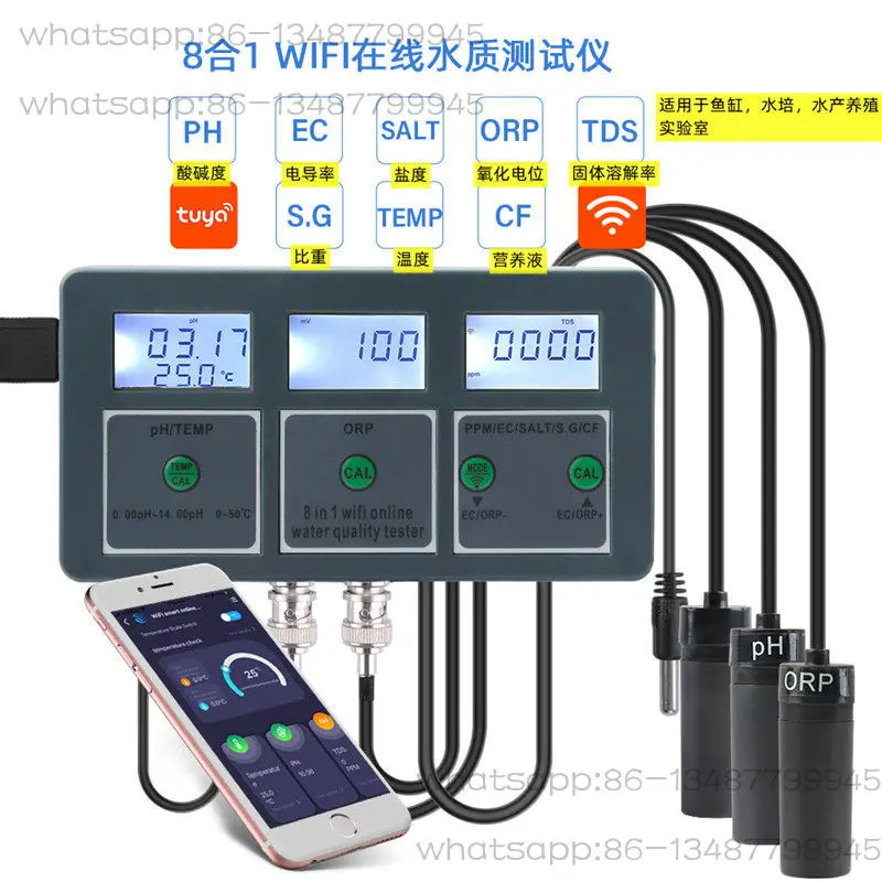 Marine Aquarium Orp - Tuya 7-in-1 Online Water Quality Monitor,