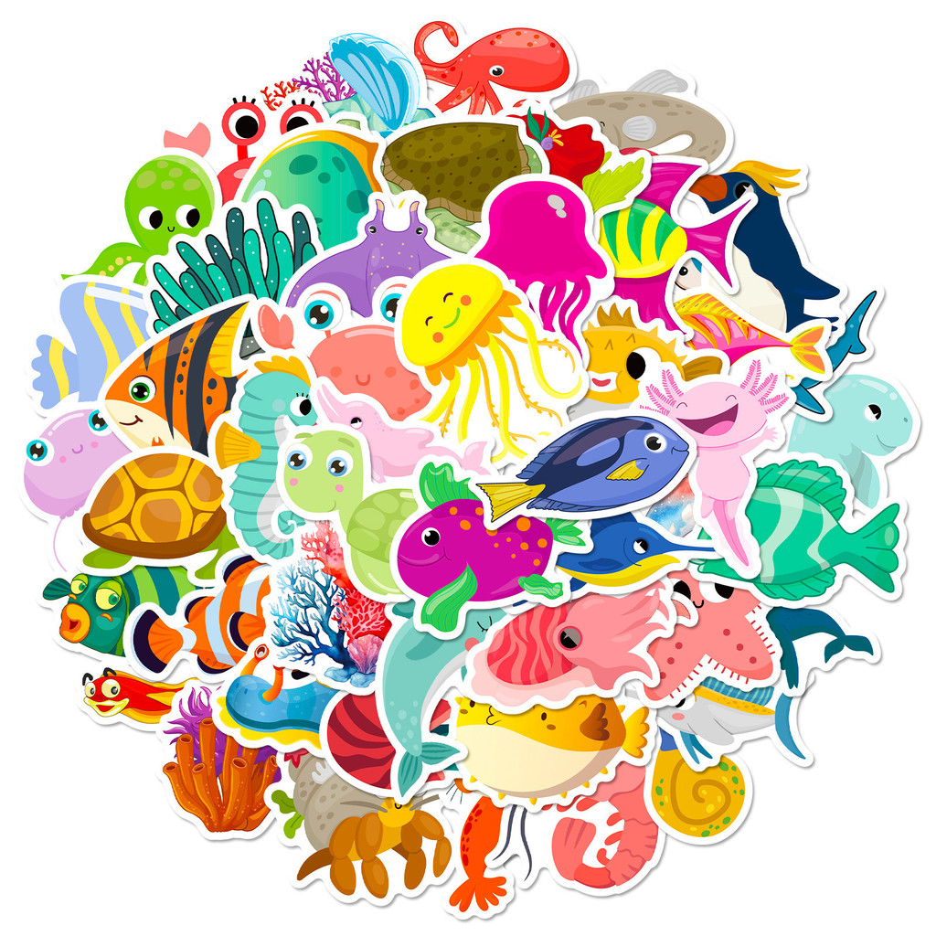 50Pcs Marine Life Stickers - C - огляд і ціна Marine Aquarium Orp